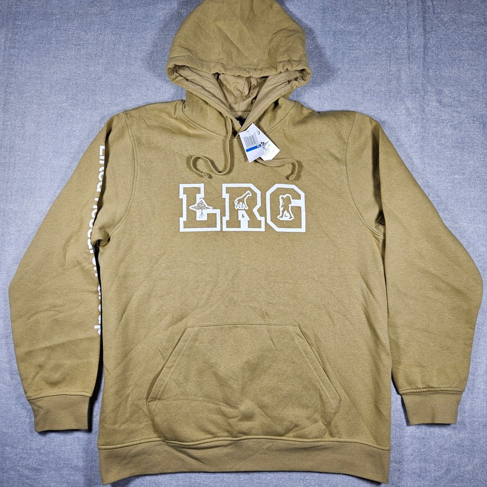 LRG Lifted Research Group Mens Khaki Graphic Logo Pullover Hoodie XL NEW